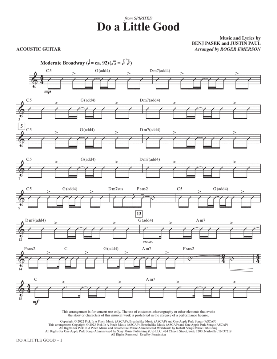 Do A Little Good (from Spirited) (arr. Roger Emerson) - Acoustic Guitar