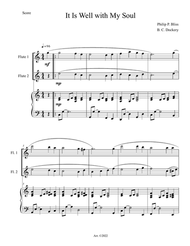 It Is Well with My Soul (Flute Duet with Piano Accompaniment)