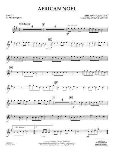 African Noel (arr. Johnnie Vinson) - Pt.2 - Eb Alto Saxophone