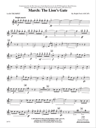 March: The Lion's Gate (Movement 1 from Sea to Sky): 1st B-flat Trumpet