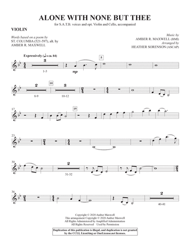 Alone With None But Thee (arr. Heather Sorenson) - Violin