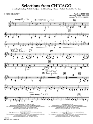 Selections from Chicago (arr. Ted Ricketts) - Eb Alto Clarinet