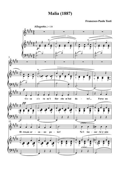 Malìa, E major key, medium voice