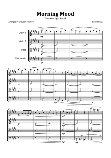 Morning Mood by Grieg - String Quartet