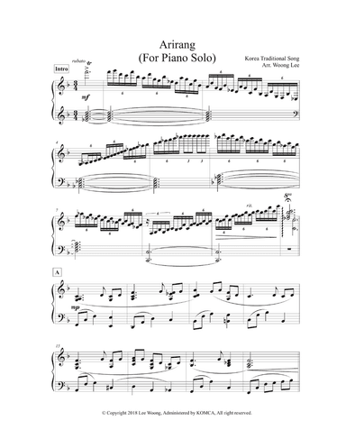 Arirang 아리랑 (For Piano Solo)