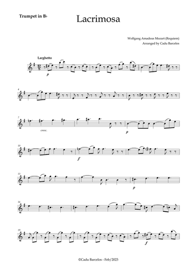 Lacrimosa - Trumpet no chords (Mozart)