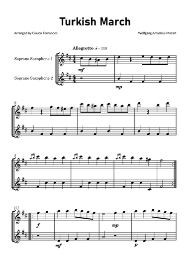 Turkish March by Mozart - Soprano Saxophone Duet