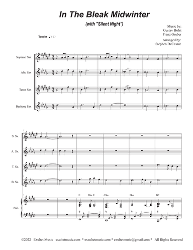 In The Bleak Midwinter (with "Silent Night") (Saxophone Quartet and Piano)