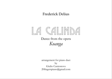 Delius: La Calinda (Dance from The Opera Koanga) for Piano Duet (4 hands)
