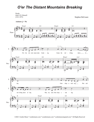 O'er The Distant Mountains Breaking (Duet for Soprano and Tenor solo)
