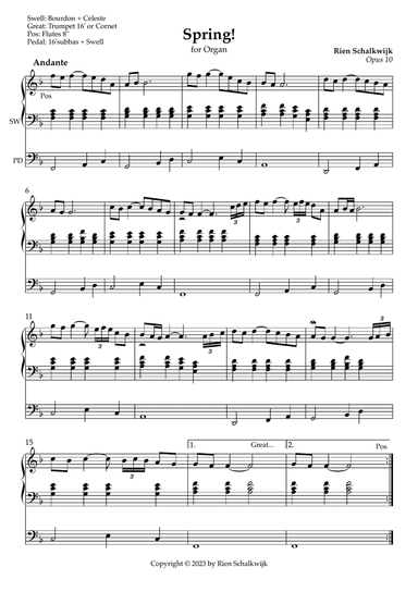 Spring! (for organ), Opus 10