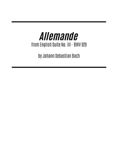 Allemande from English Suite No. 3 (BWV 808) (for Solo Guitar)