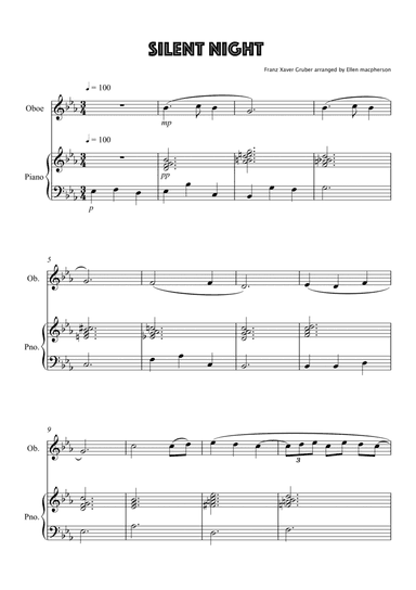 Silent Night for Oboe and Piano