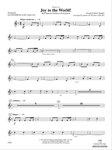 Joy to the World: (wp) 2nd B-flat Trombone T.C.