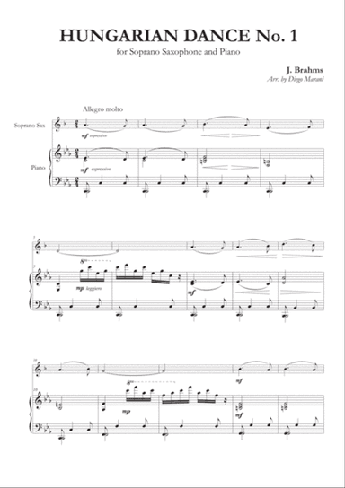 Hungarian Dances Nos. 1-5 for Soprano Saxophone and Piano