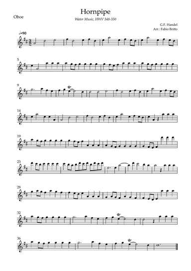 Hornpipe (G.F. Handel HWV 348-350) for Oboe Solo