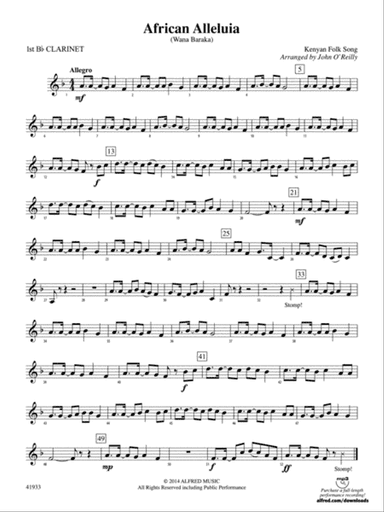 African Alleluia: 1st B-flat Clarinet