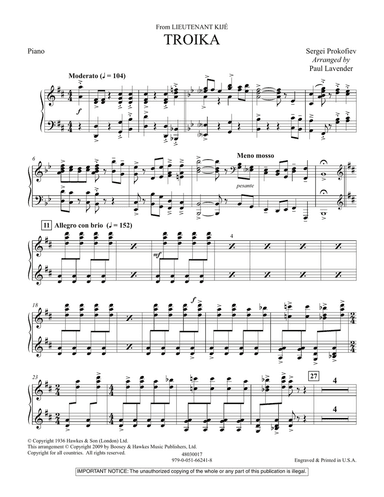 Troika (from "Lieutenant Kije") - Piano