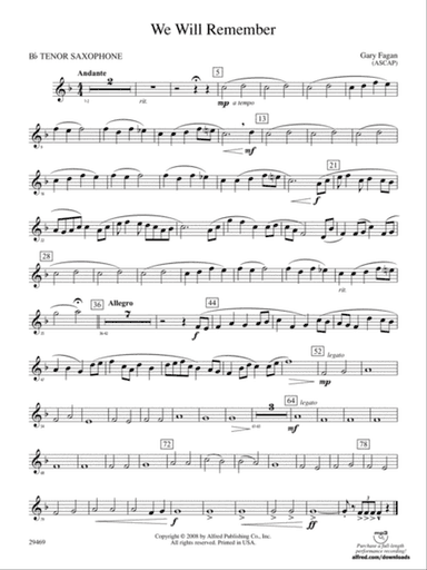 We Will Remember: B-flat Tenor Saxophone