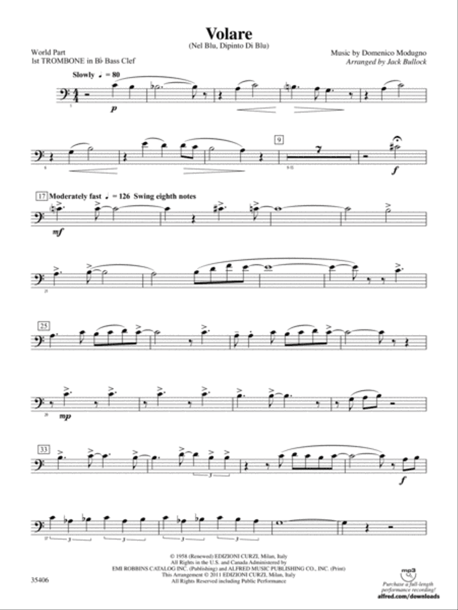 Volare: (wp) 1st B-flat Trombone B.C.