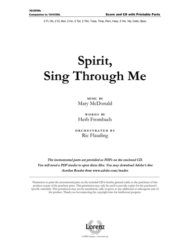 Spirit, Sing Through Me - Orchestral Score and Parts