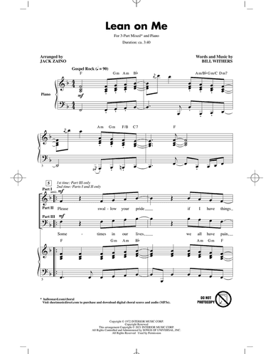 Lean On Me (arr. Jack Zaino)