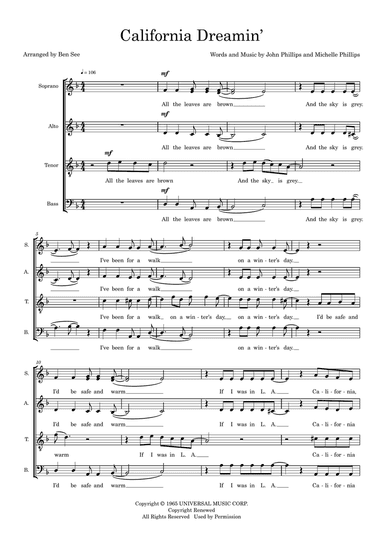 California Dreamin' (arr. Ben See)