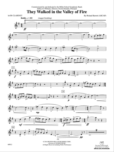 They Walked in the Valley of Fire: 1st B-flat Clarinet
