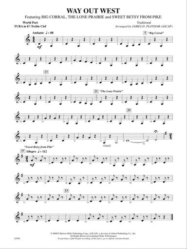 Way Out West: (wp) E-flat Tuba T.C.