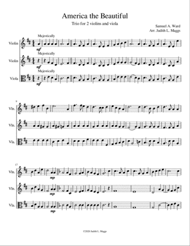 America the Beautiful for 2 violins and viola