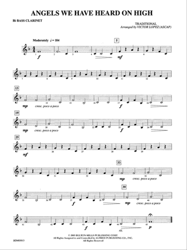 Angels We Have Heard on High: B-flat Bass Clarinet