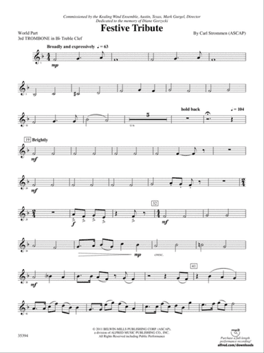 Festive Tribute: (wp) 3rd B-flat Trombone T.C.