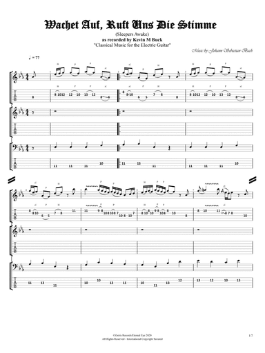 Wachet auf, Ruft unsStimm die , BWV 140 "Sleepers Awake": (Arr. for Electric Guitar by Kevin M Buck)