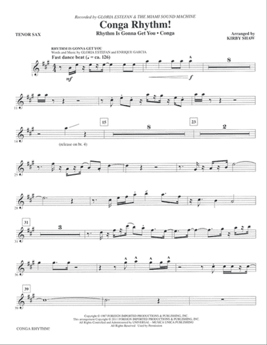 Conga Rhythm: B-flat Tenor Saxophone