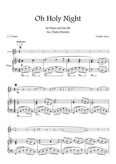 Oh Holy Night (F major - Saxophone Bb- Piano - no chords)