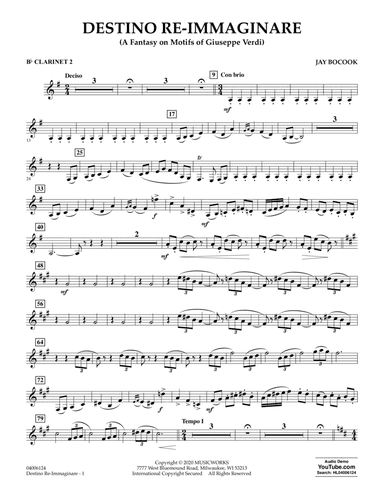Destino Re-Immaginare (A Fantasy on Motifs of G. Verdi) - Bb Clarinet 2