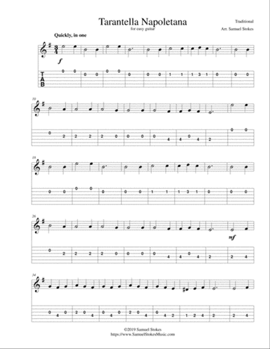 Tarantella Napoletana - for easy guitar with TAB
