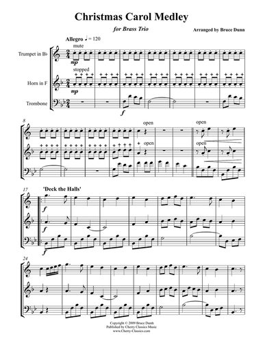 Christmas Carol Suite for Brass trio