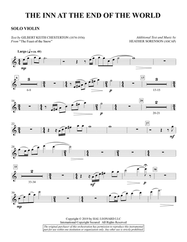 The Inn at the End of the World (arr. Heather Sorenson) - Solo Violin