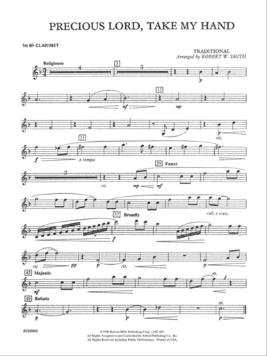 Precious Lord, Take My Hand: 1st B-flat Clarinet