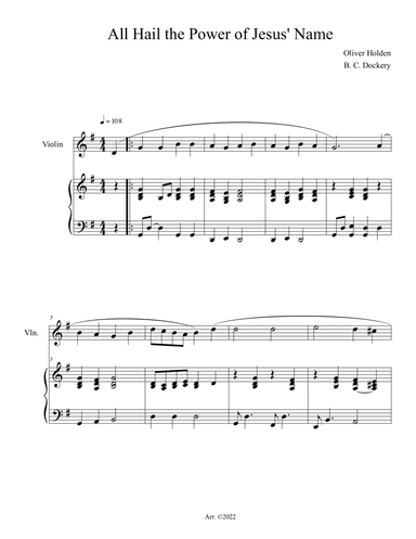 All Hail the Power of Jesus' Name (Violin Solo with Piano Accompaniment)