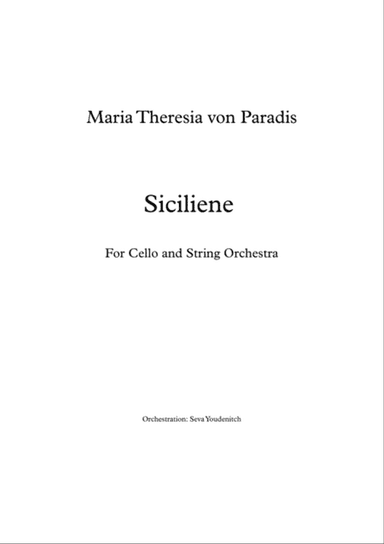 Maria Theresia von Paradis "Siciliene" for cello and string orchestra