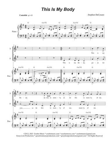 This Is My Body (2-part choir - (SA)