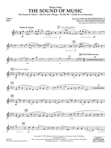 Music from The Sound Of Music (arr. Vinson) - Pt.1 - Oboe