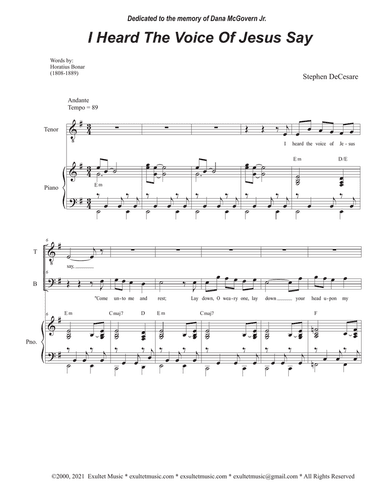 I Heard The Voice Of Jesus Say (Duet for Tenor and Bass solo)