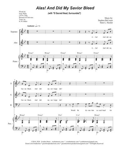 Alas! And Did My Savior Bleed (with "O Sacred Head, Surrounded") (Vocal Trio - (SAB)