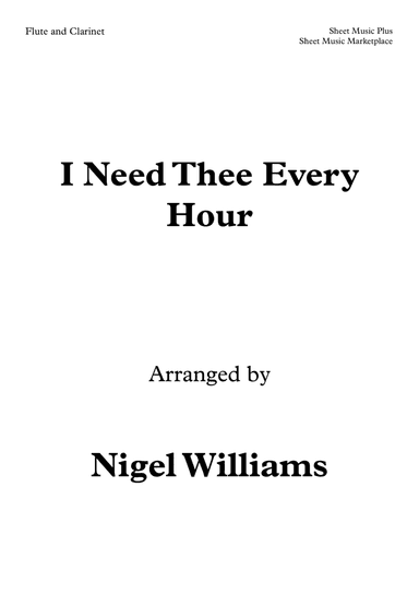 I Need Thee Every Hour, Duet for Flute and Clarinet