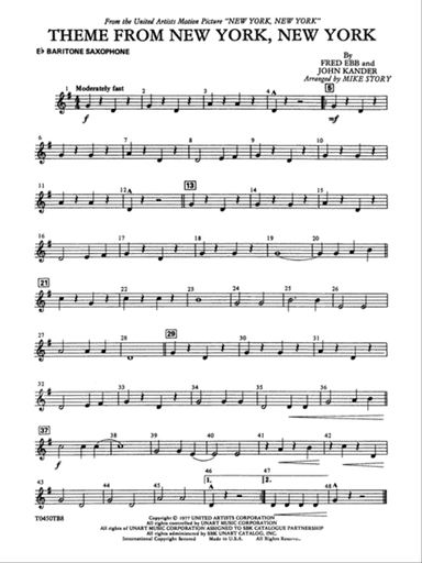 New York, New York, Theme from: E-flat Baritone Saxophone