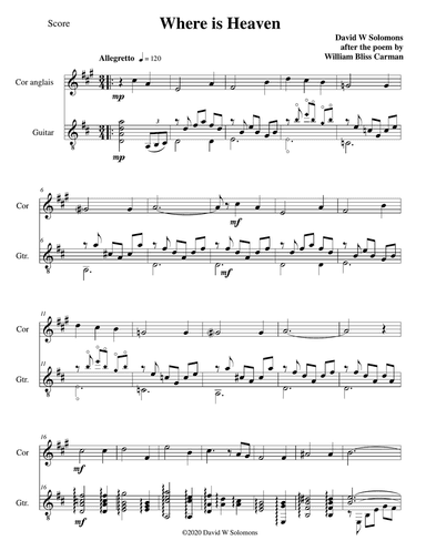 Where is Heaven for cor anglais and guitar