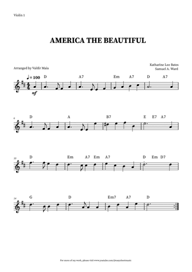 America The Beautiful - Violin Solo (+ CHORDS)